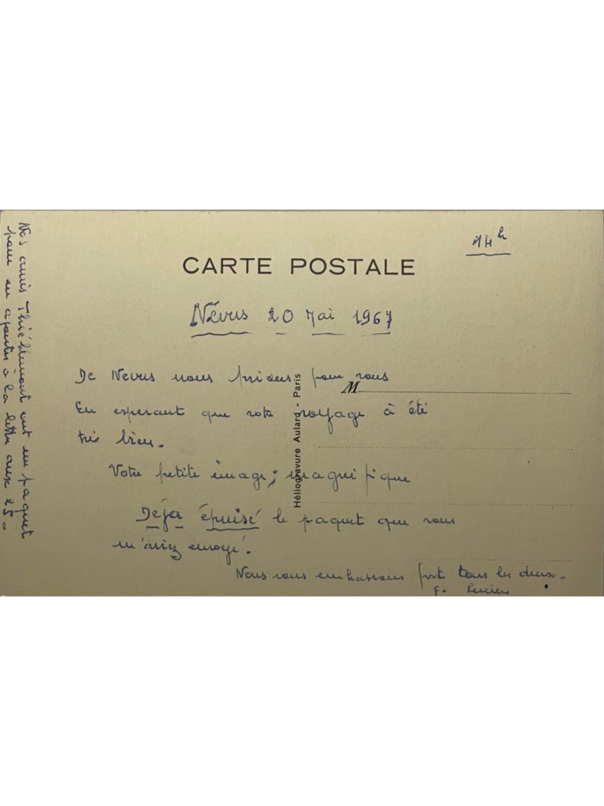 Verso de la carte postale