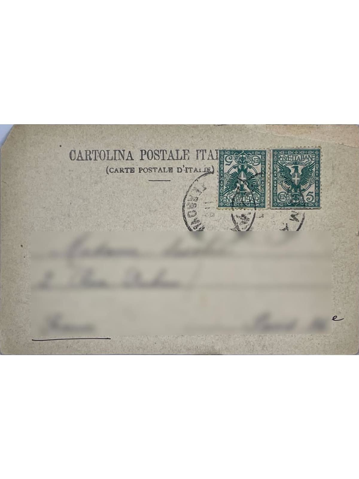 Verso de la carte postale