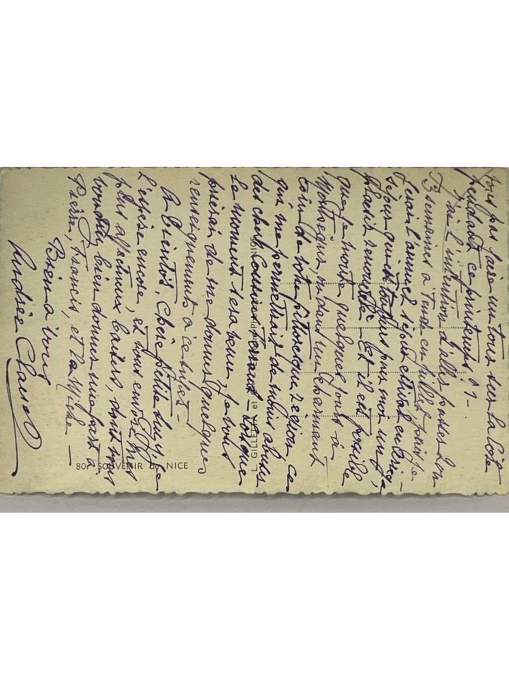 Verso de la carte postale