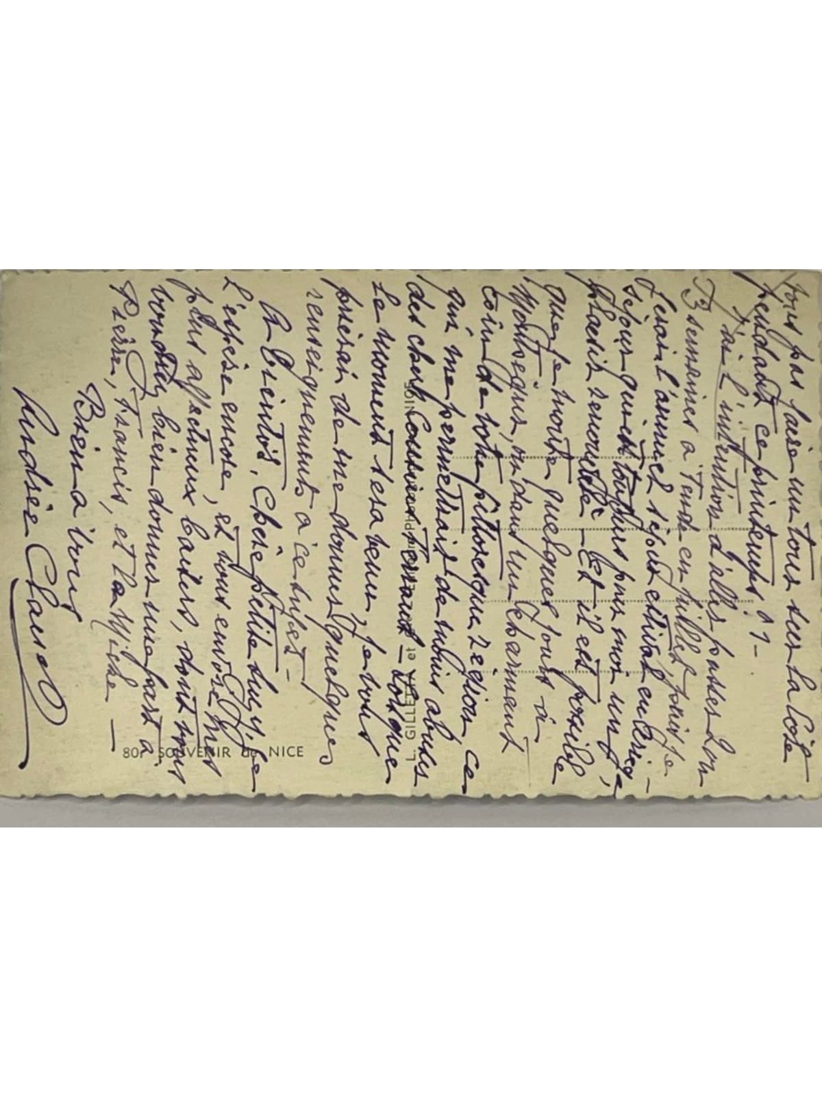 Verso de la carte postale