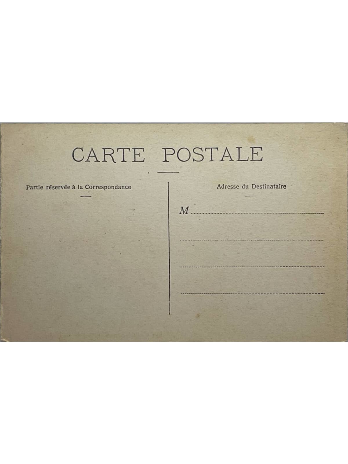 Verso de la carte postale