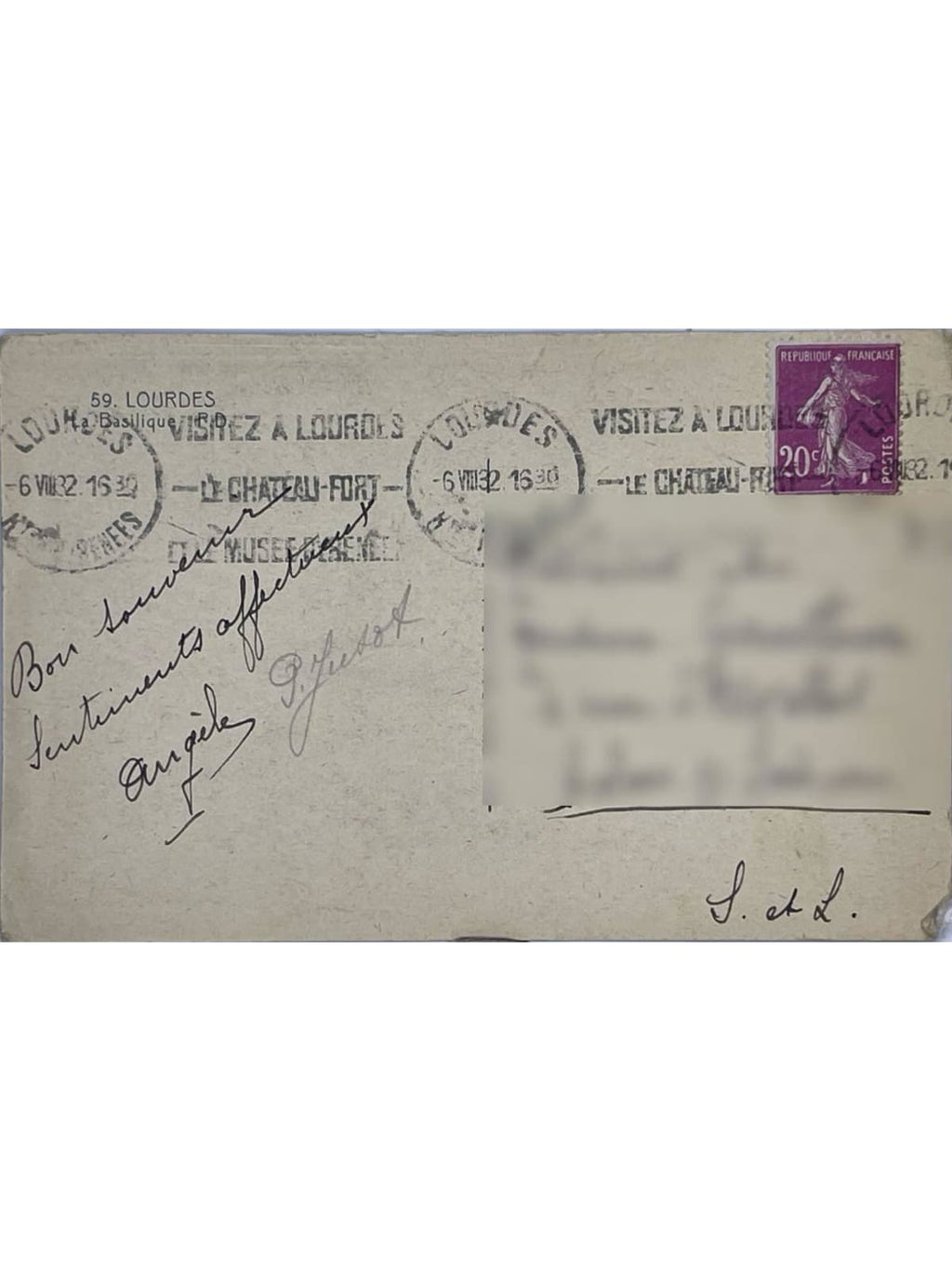 Verso de la carte postale