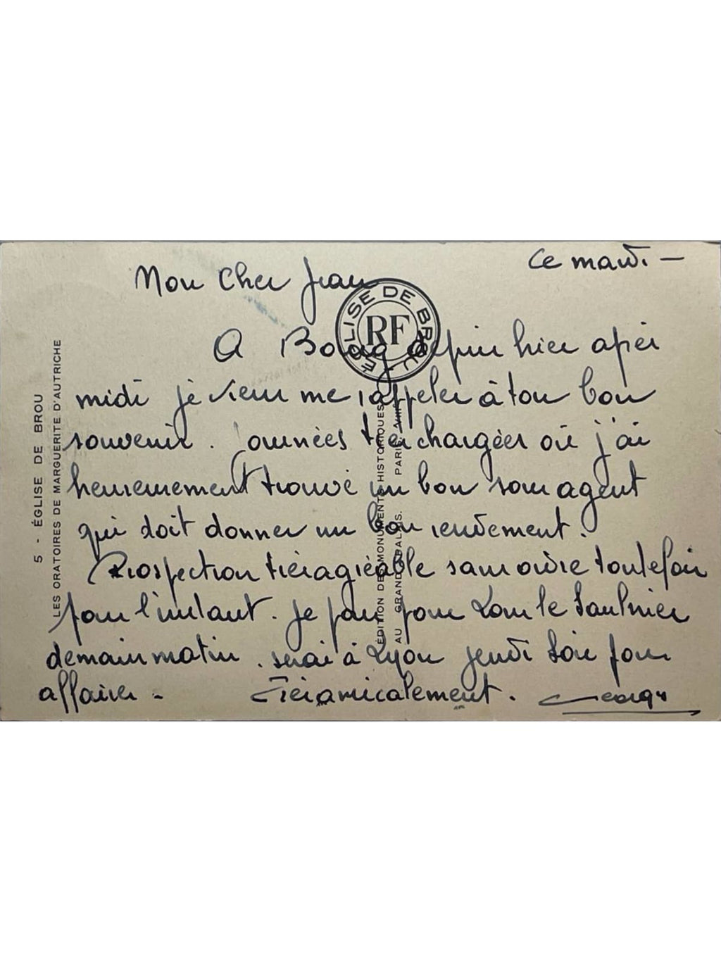 Verso de la carte postale