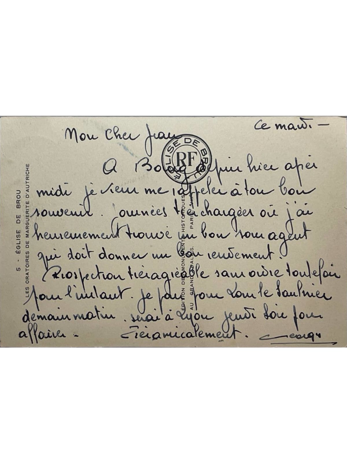 Verso de la carte postale
