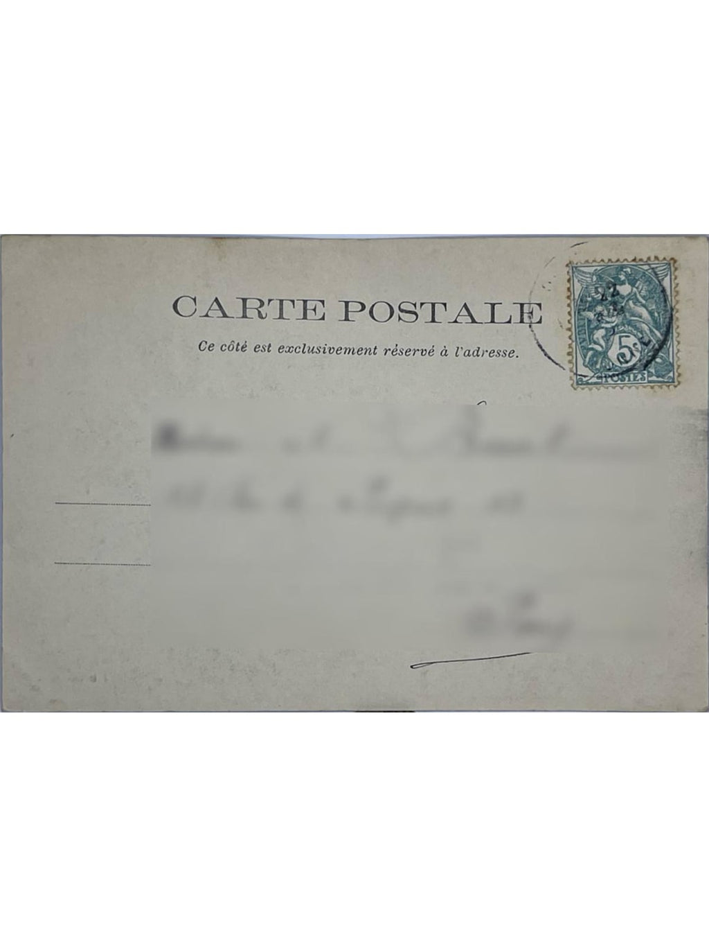Verso de la carte postale