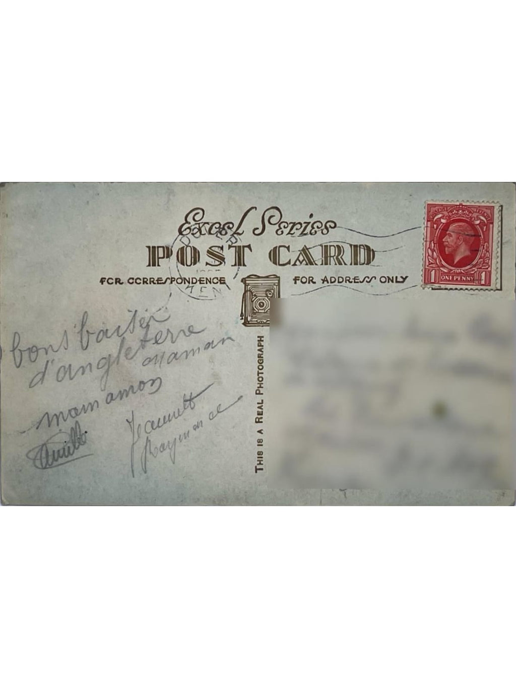 Verso de la carte postale