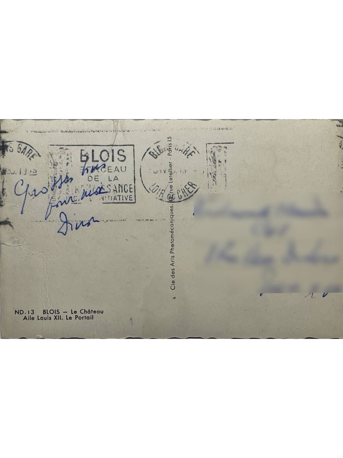 Verso de la carte postale