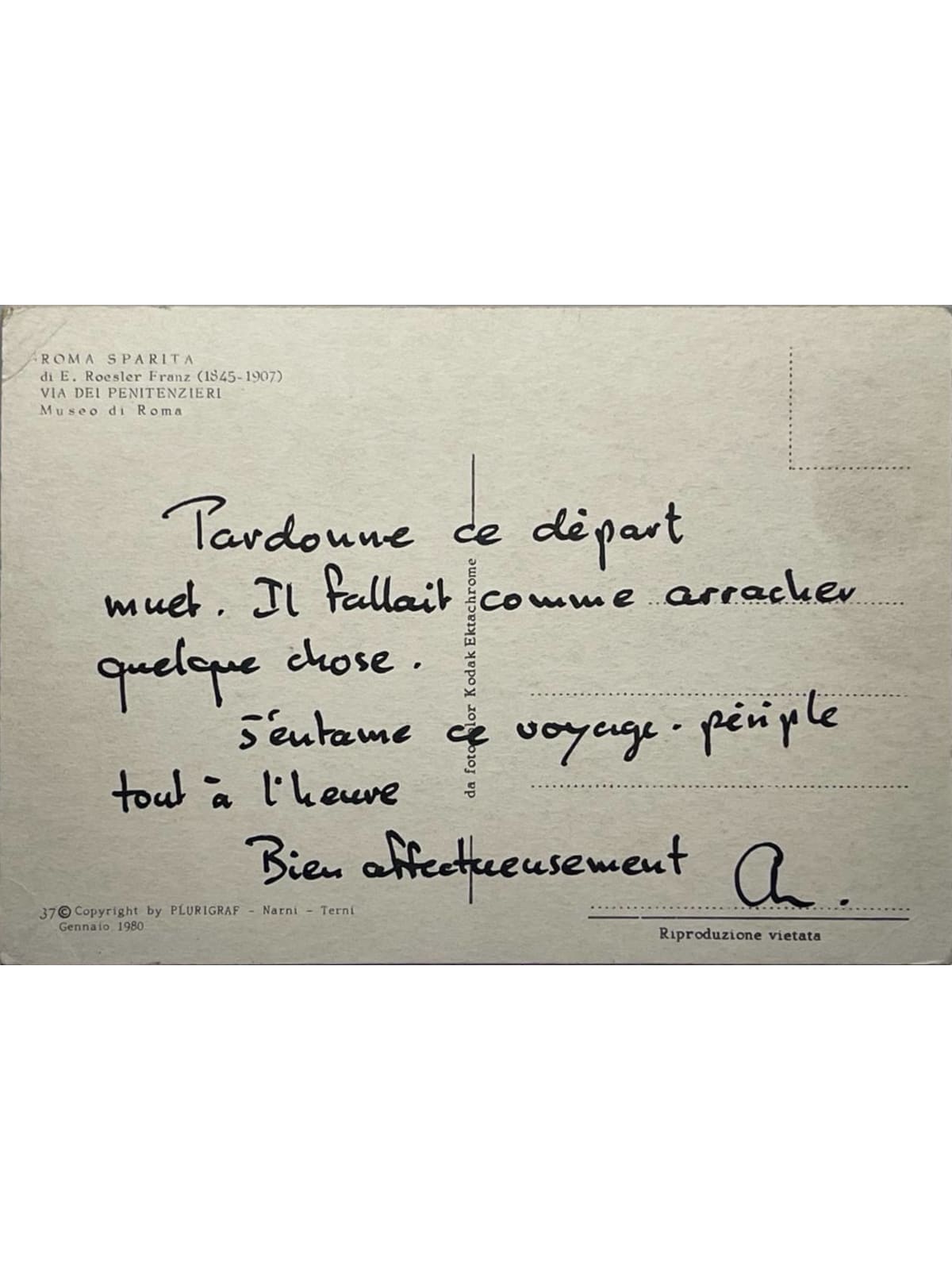 Verso de la carte postale