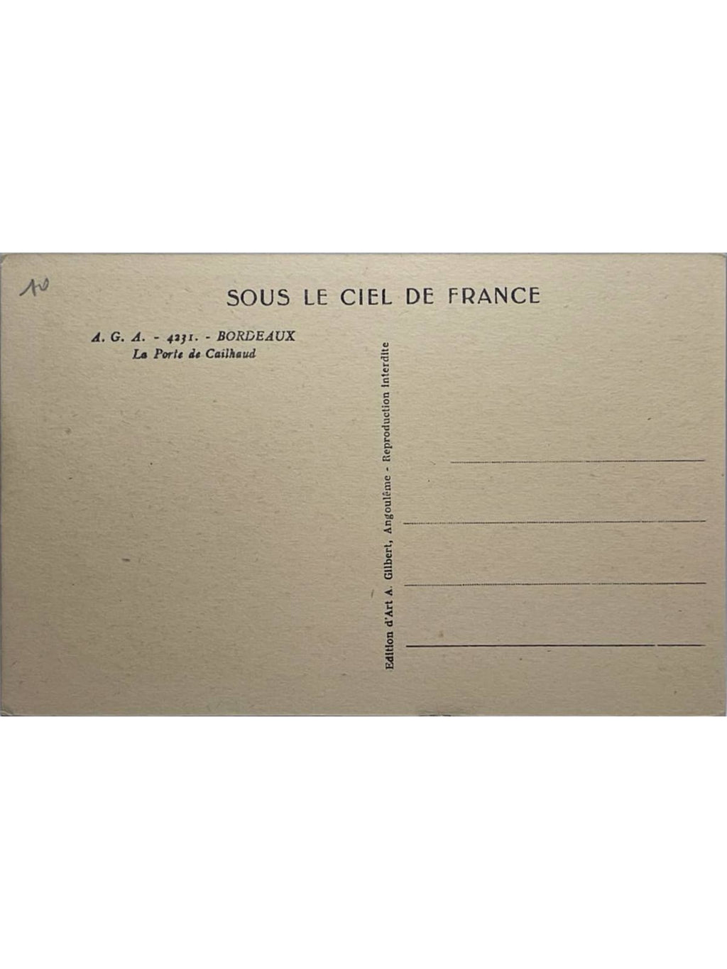 Verso de la carte postale