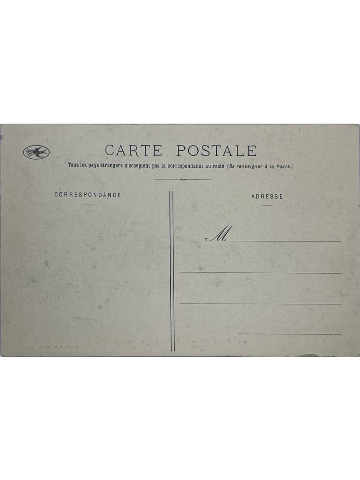 Verso de la carte postale