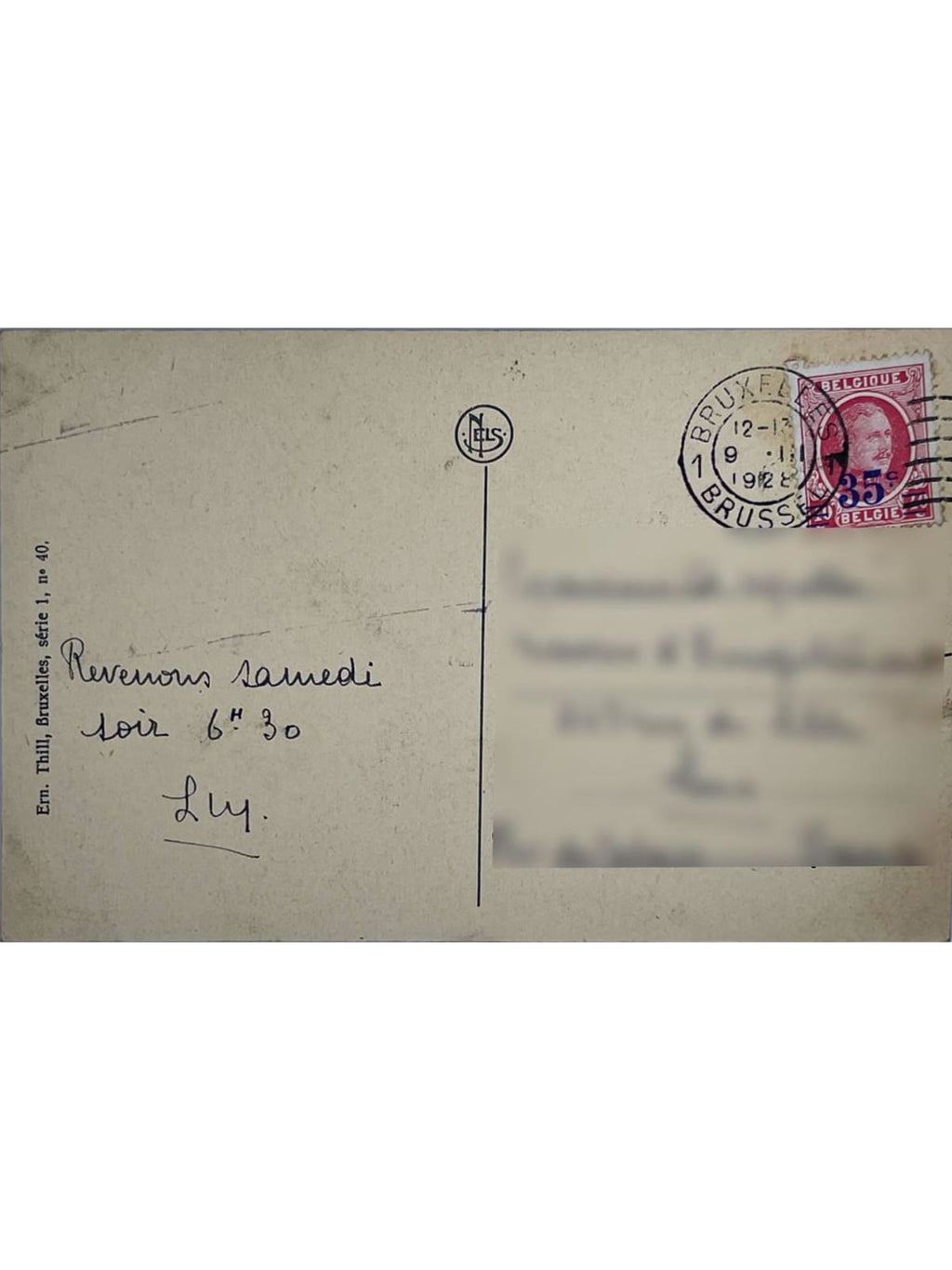 Verso de la carte postale
