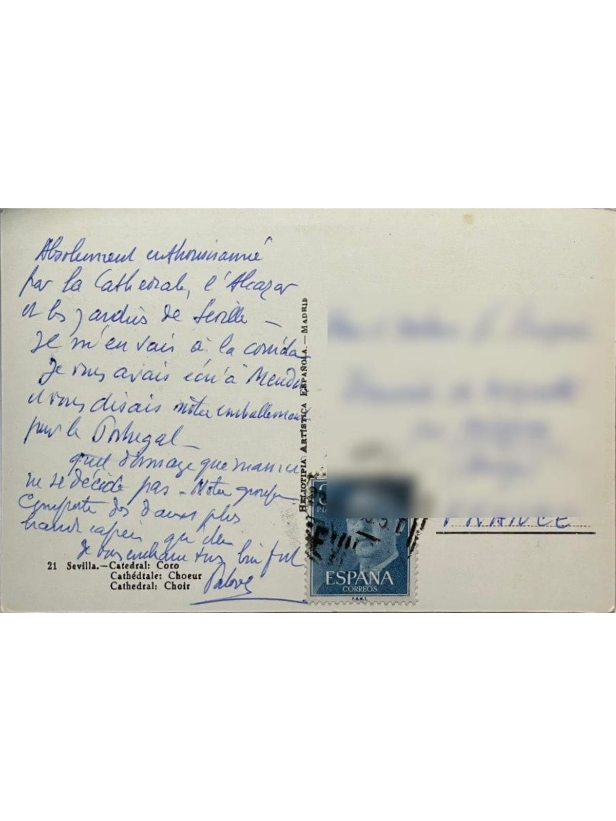 Verso de la carte postale