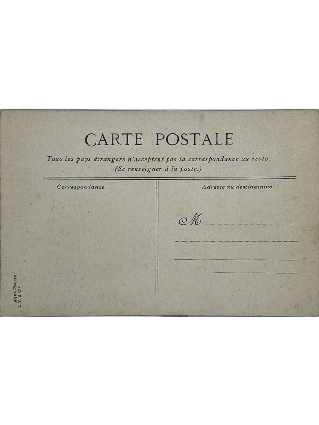Verso de la carte postale