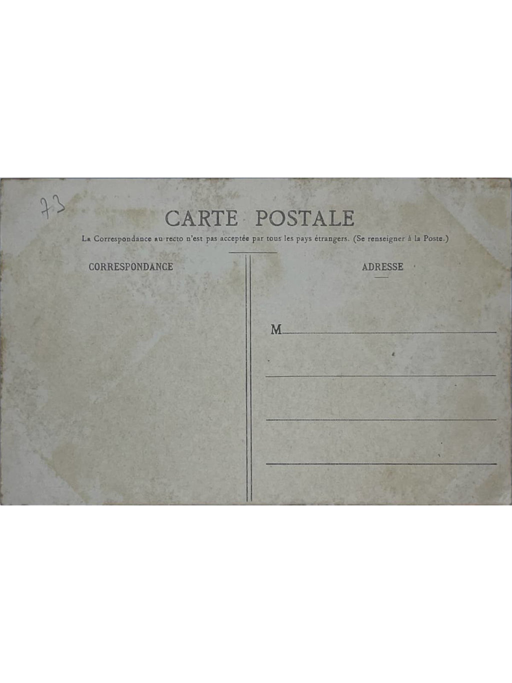 Verso de la carte postale