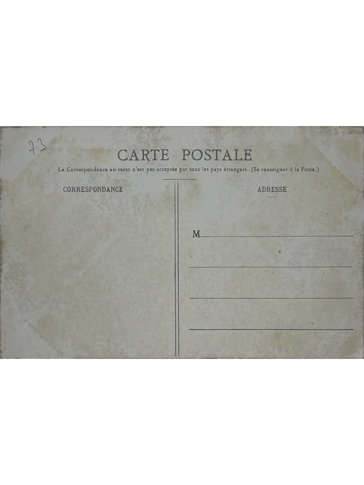 Verso de la carte postale