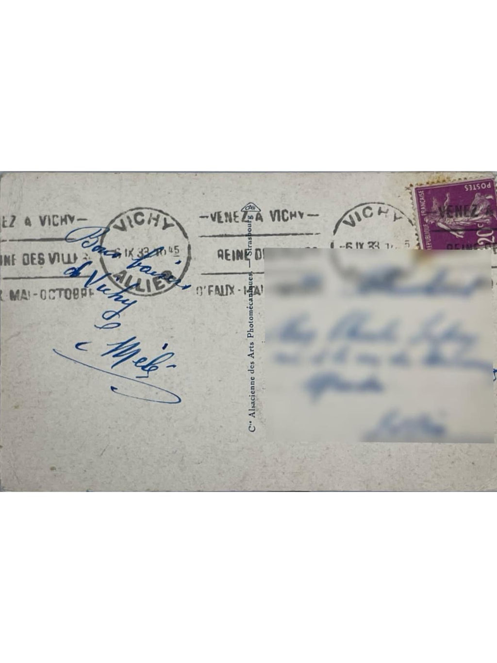 Verso de la carte postale