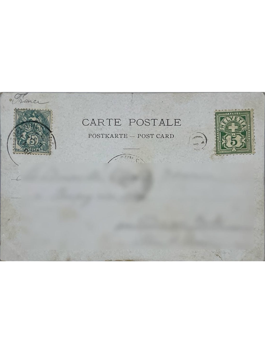 Verso de la carte postale