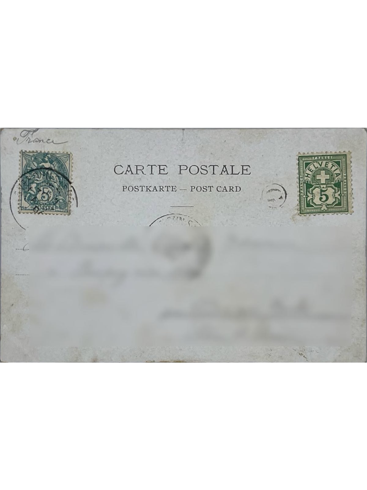 Verso de la carte postale