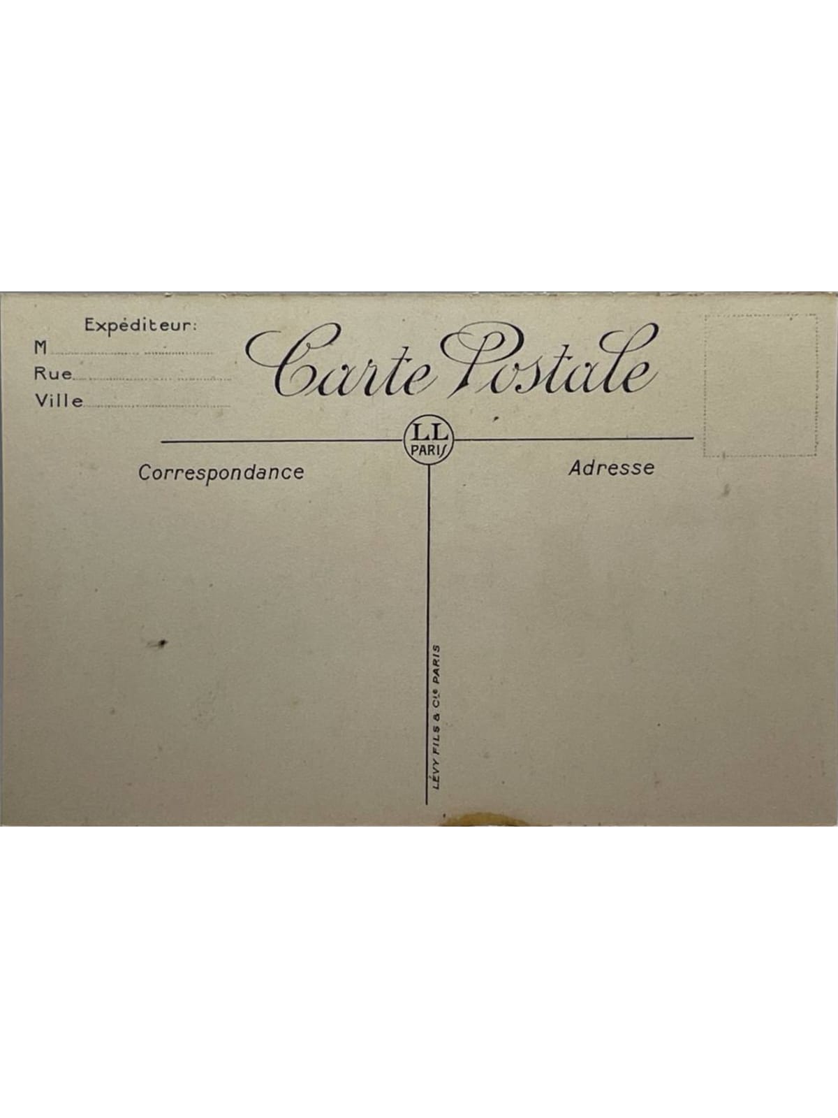 Verso de la carte postale