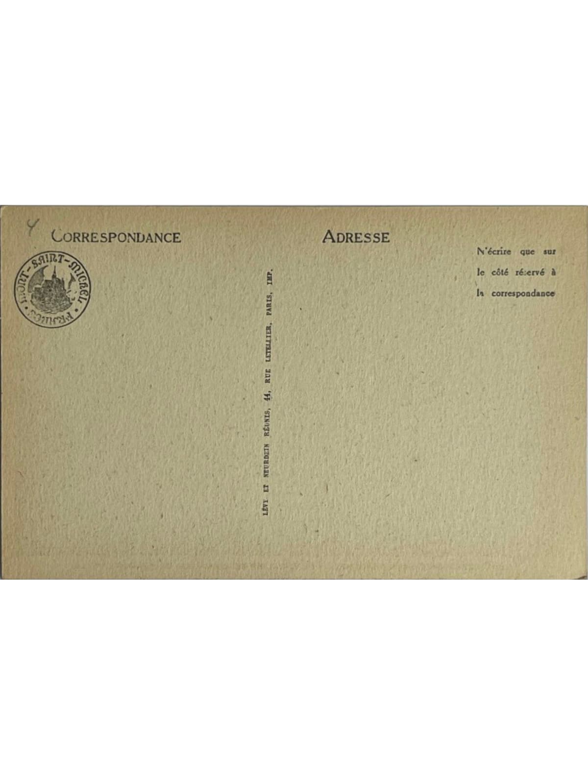 Verso de la carte postale