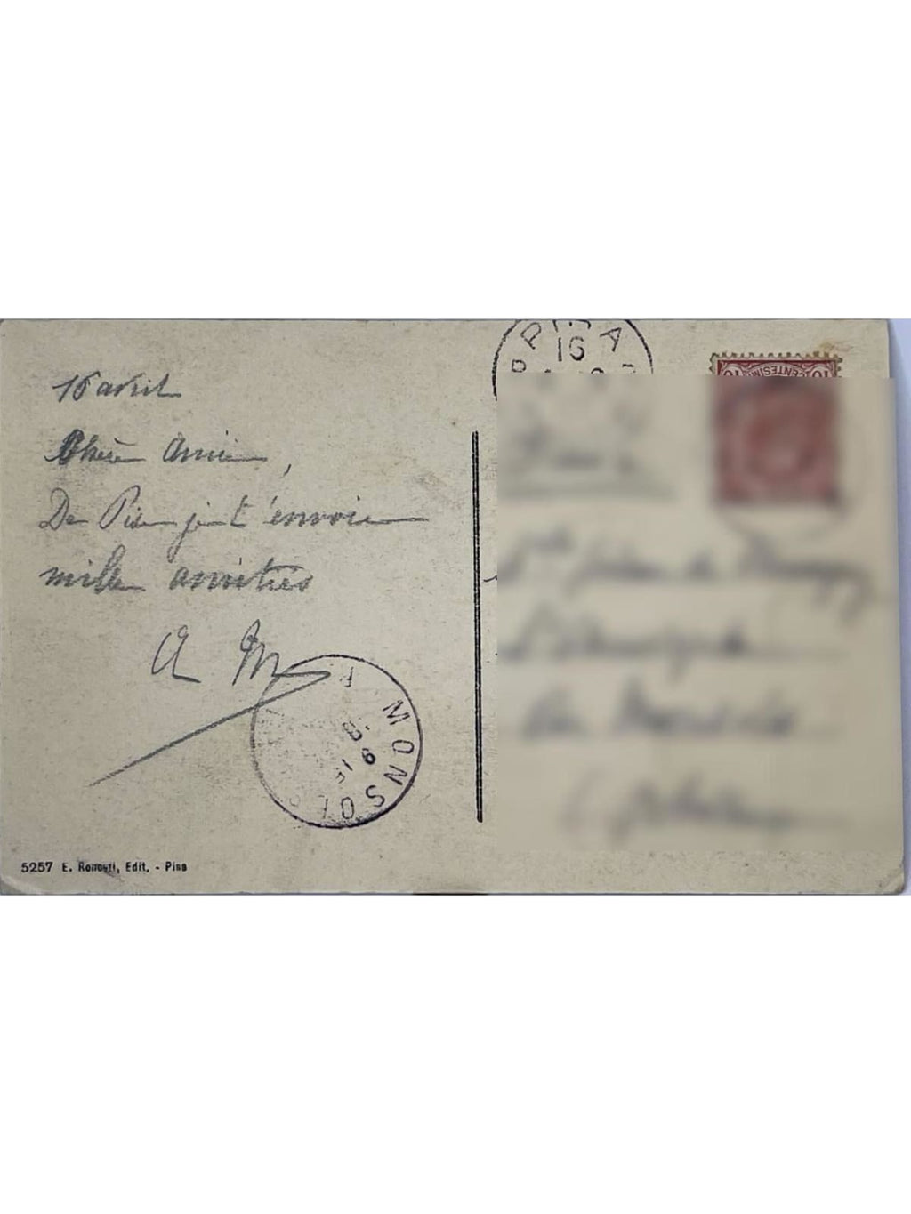 Verso de la carte postale