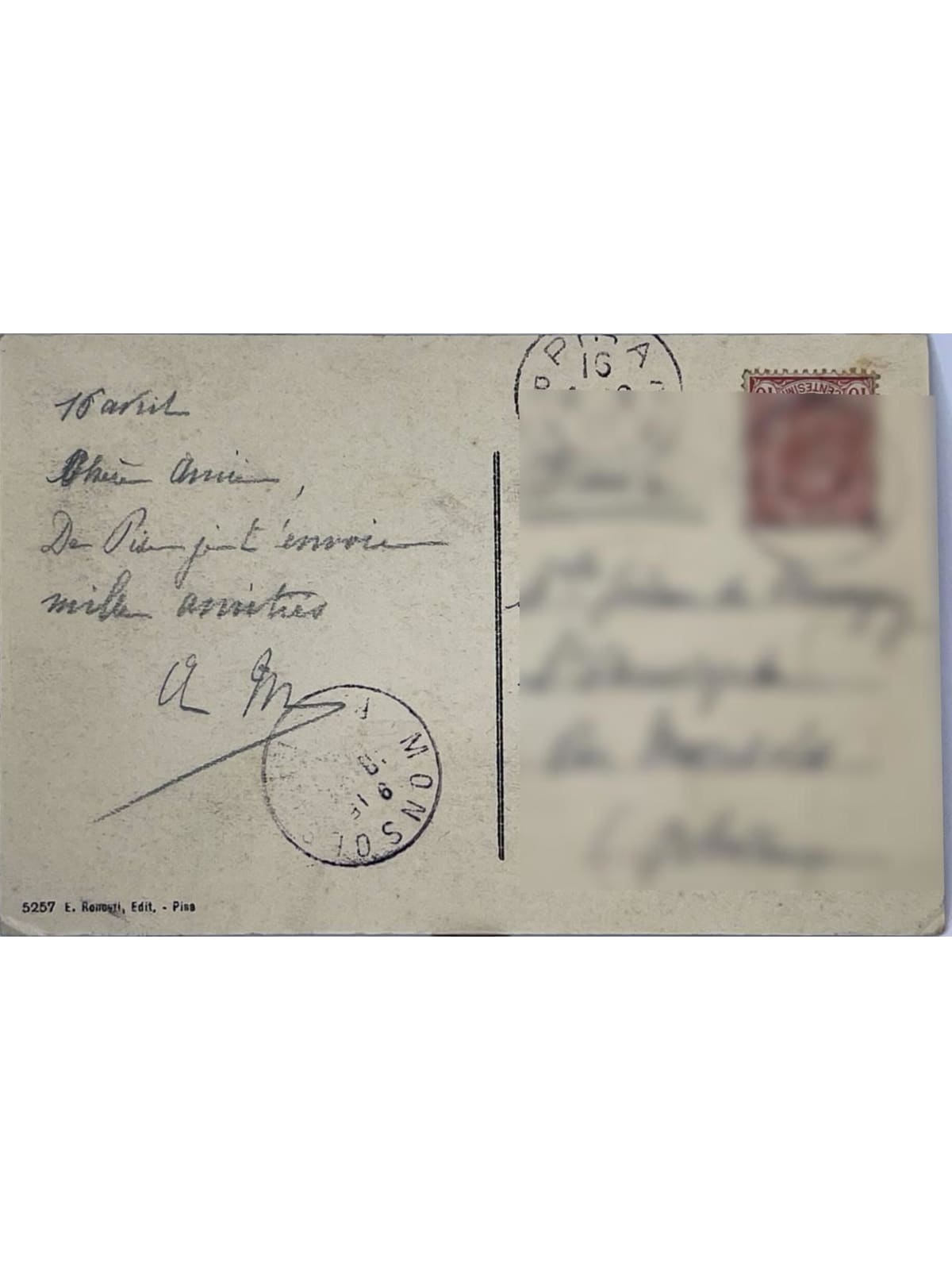 Verso de la carte postale