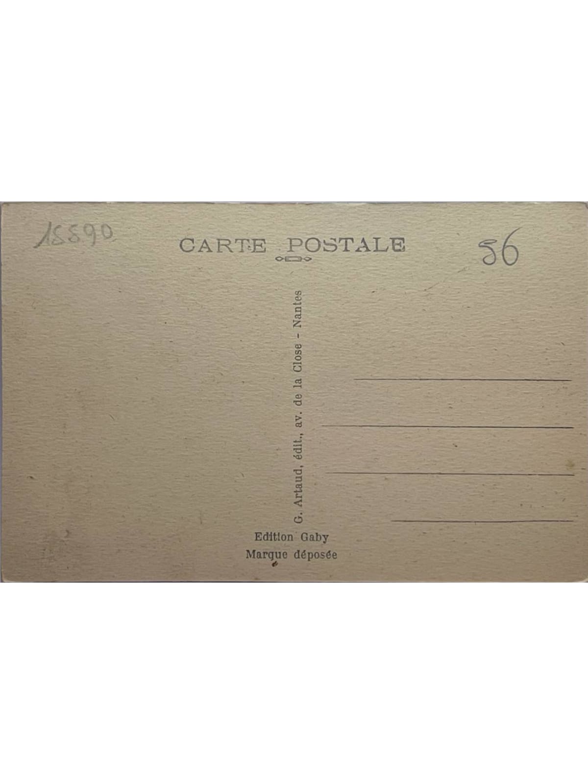 Verso de la carte postale