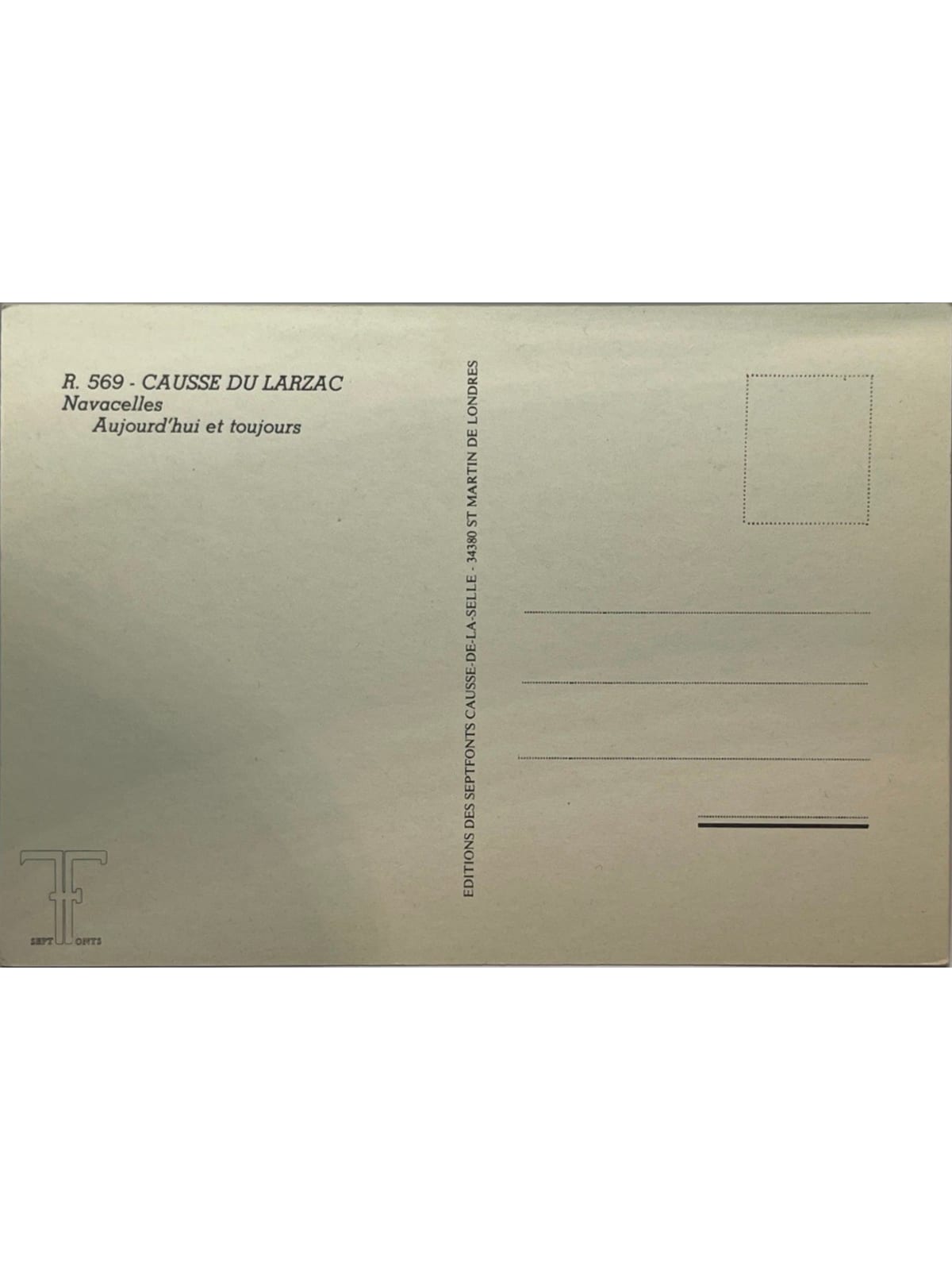 Verso de la carte postale