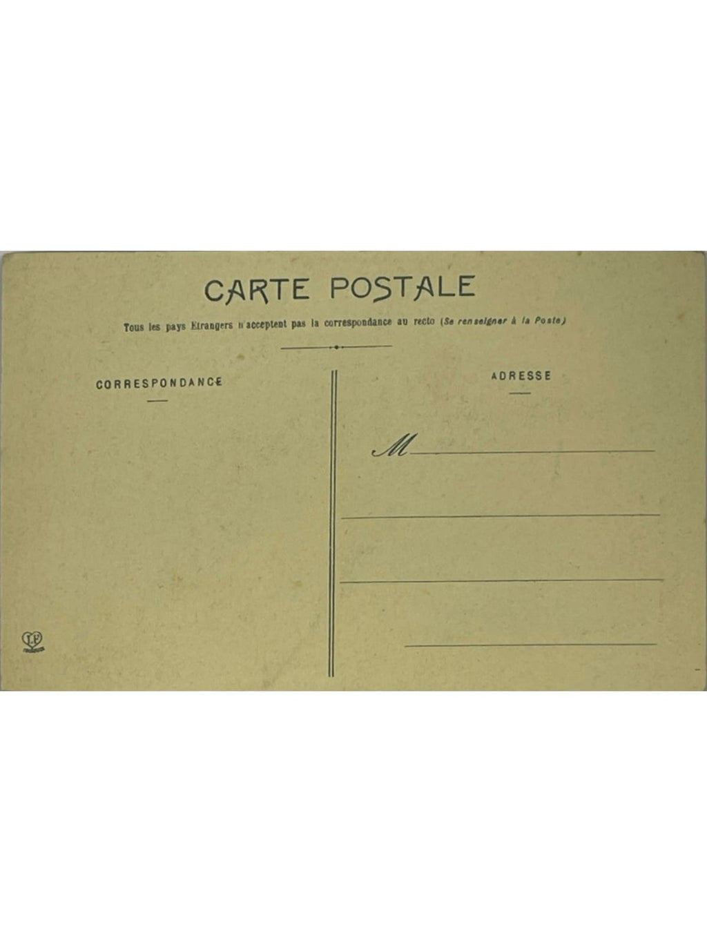 Verso de la carte postale
