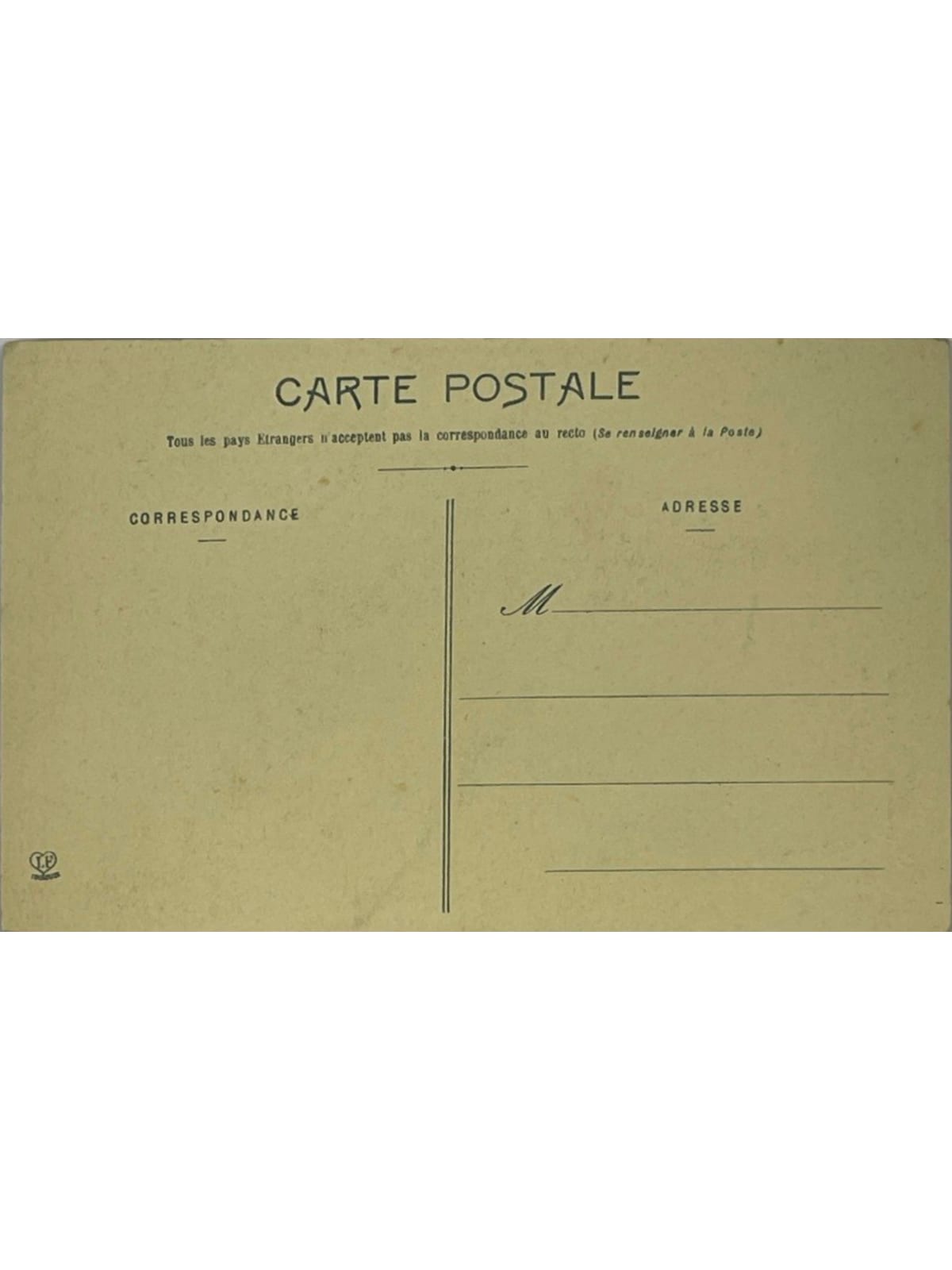 Verso de la carte postale
