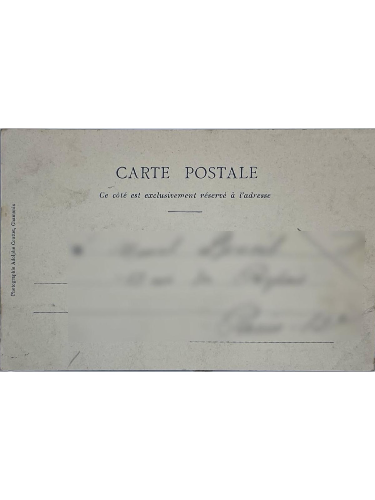 Verso de la carte postale