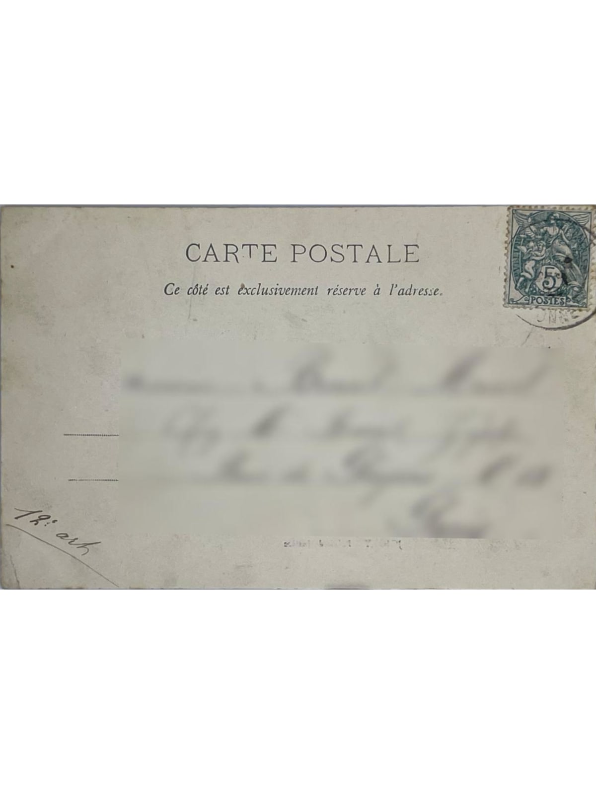 Verso de la carte postale