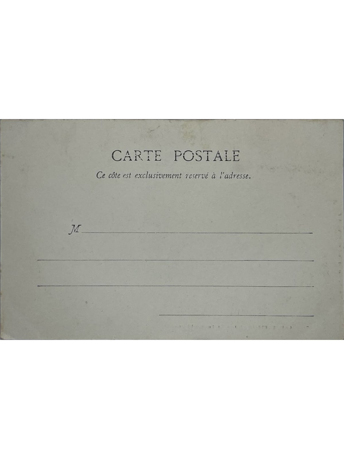 Verso de la carte postale