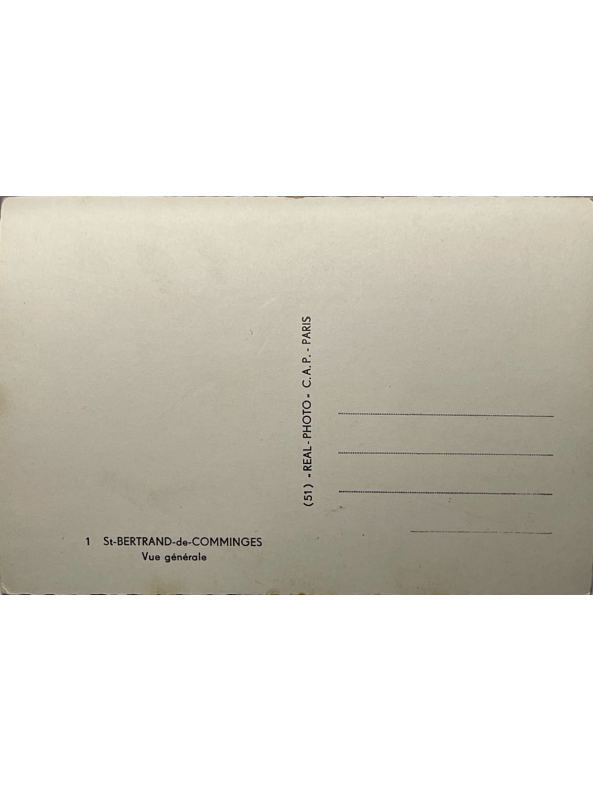 Verso de la carte postale