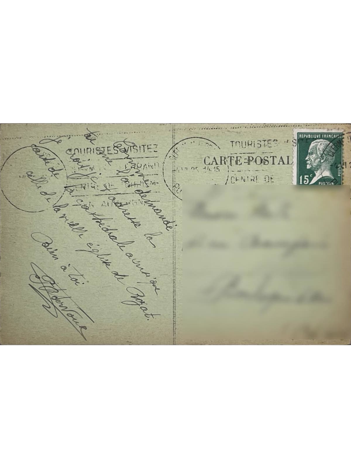 Verso de la carte postale
