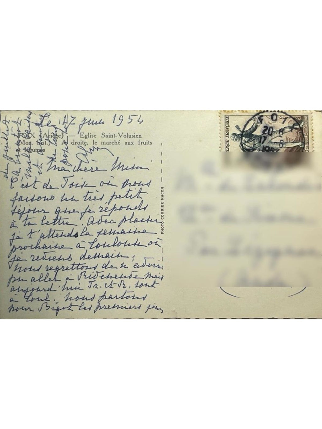 Verso de la carte postale