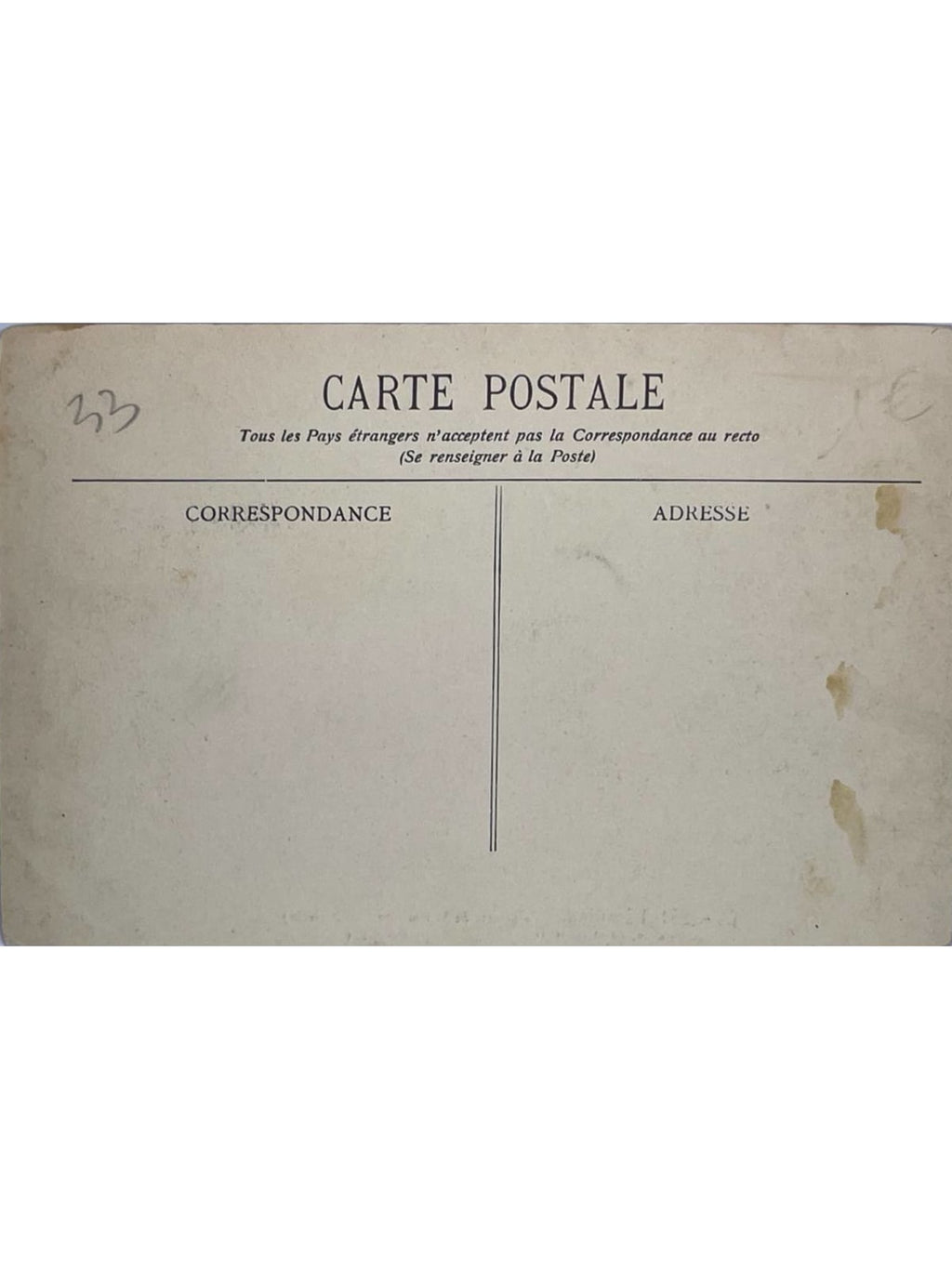 Verso de la carte postale