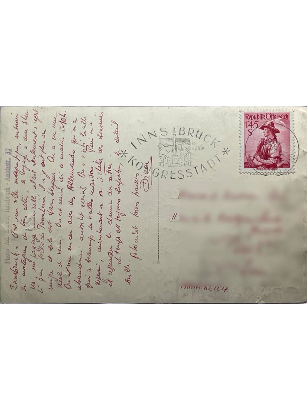Verso de la carte postale