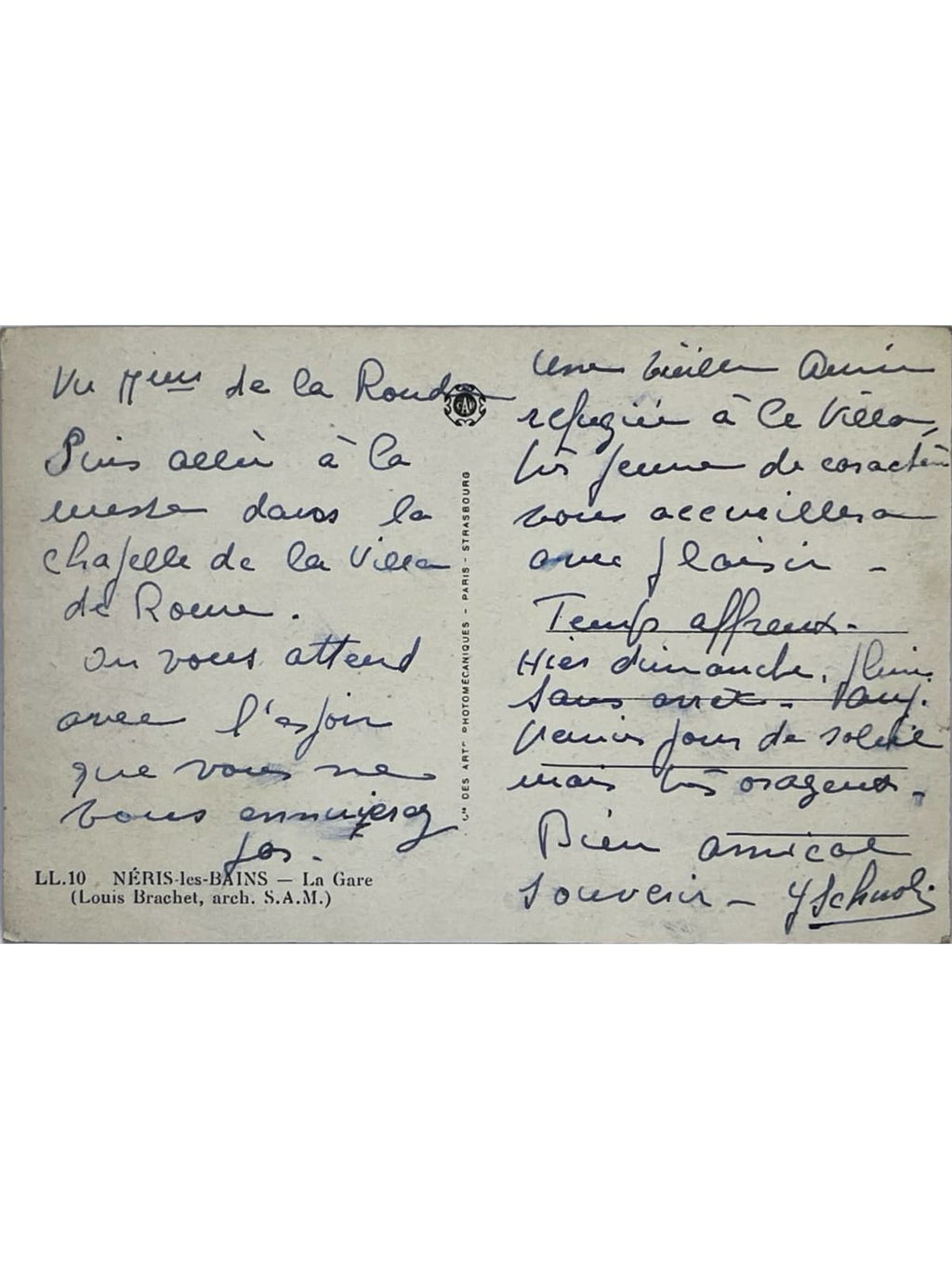 Verso de la carte postale
