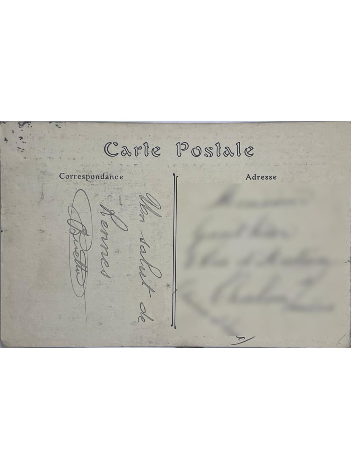 Verso de la carte postale