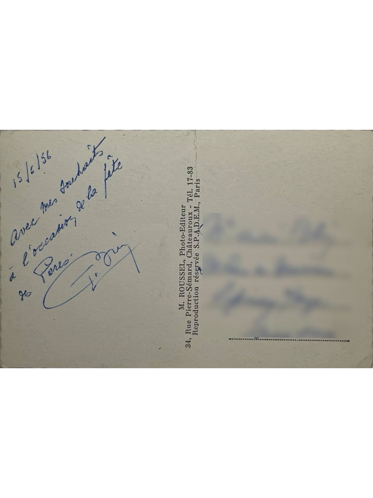 Verso de la carte postale