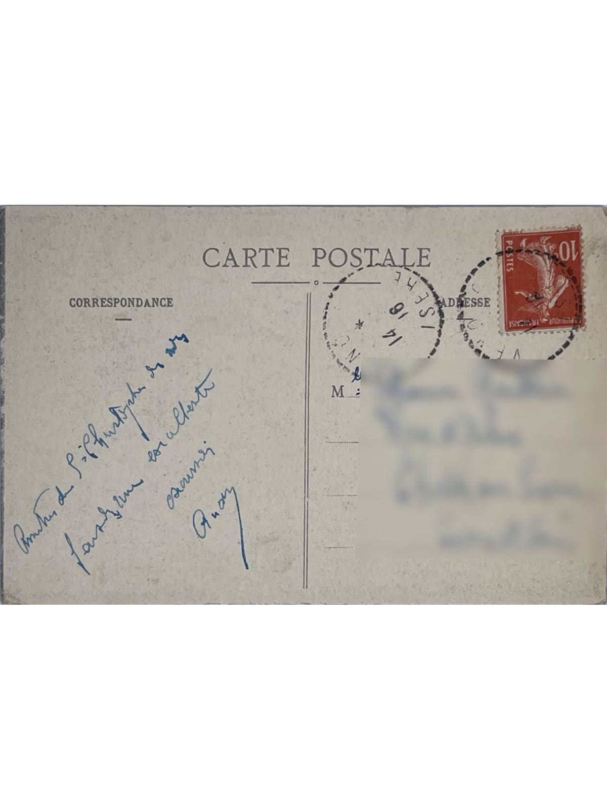 Verso de la carte postale