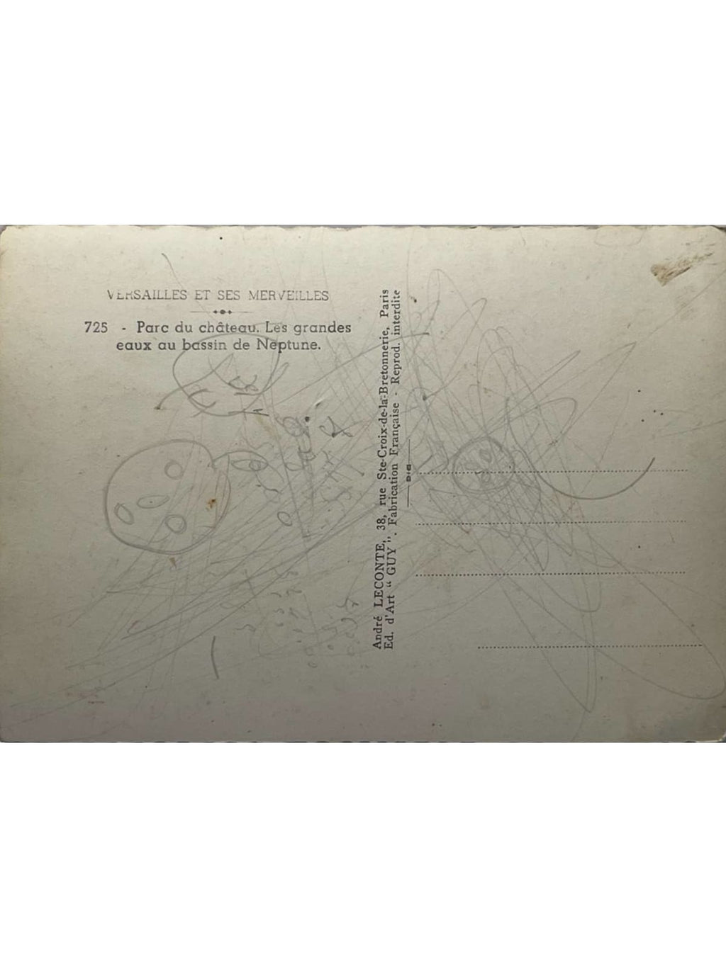 Verso de la carte postale