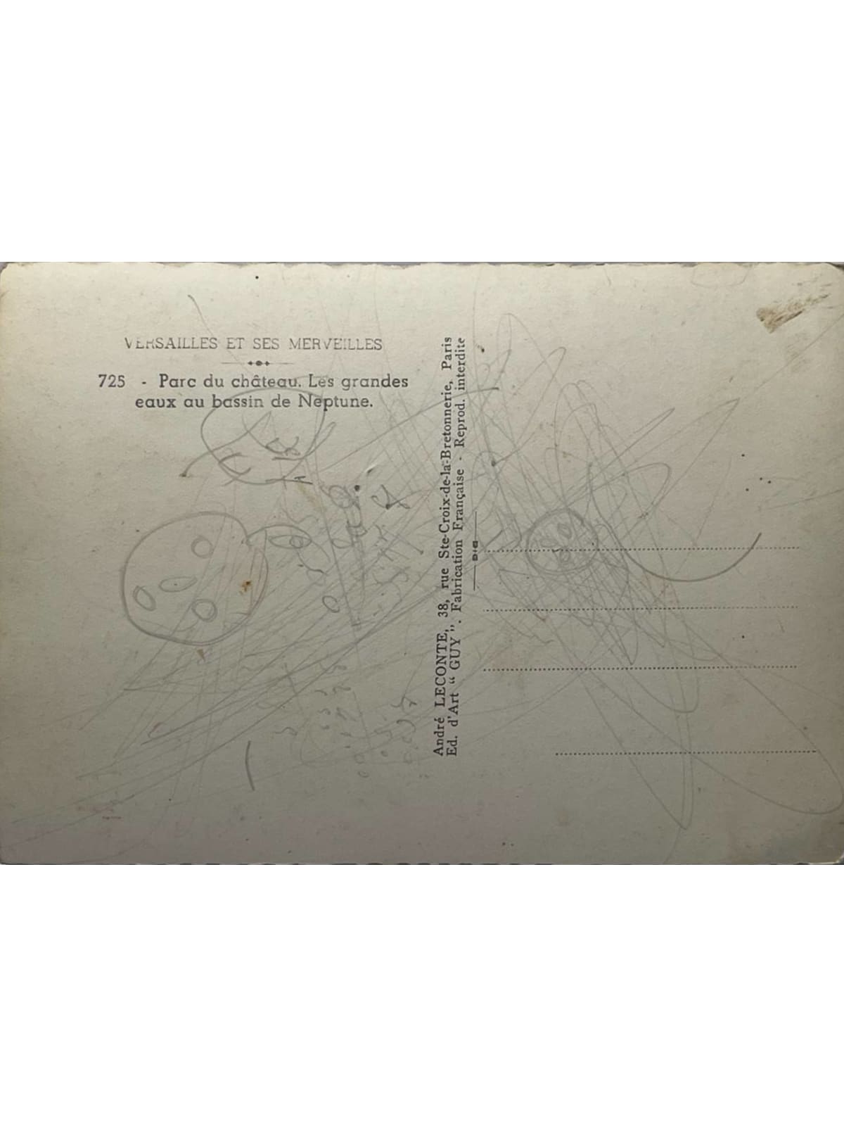 Verso de la carte postale