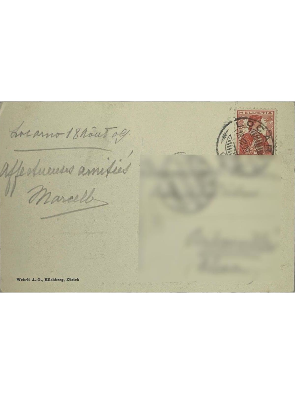 Verso de la carte postale