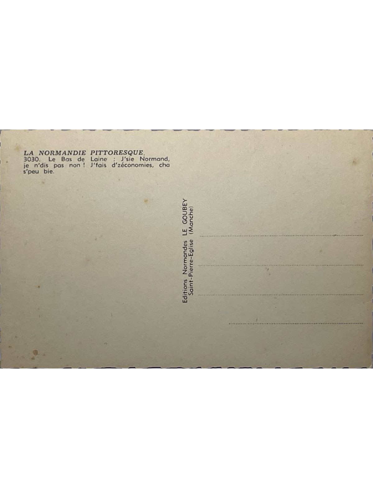 Verso de la carte postale