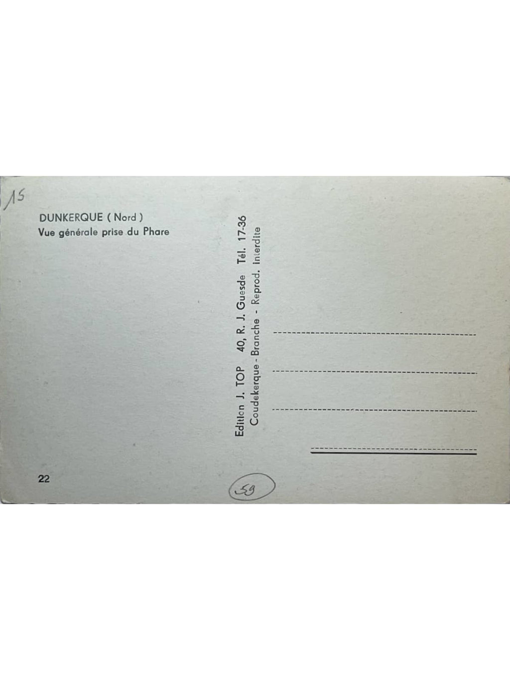 Verso de la carte postale