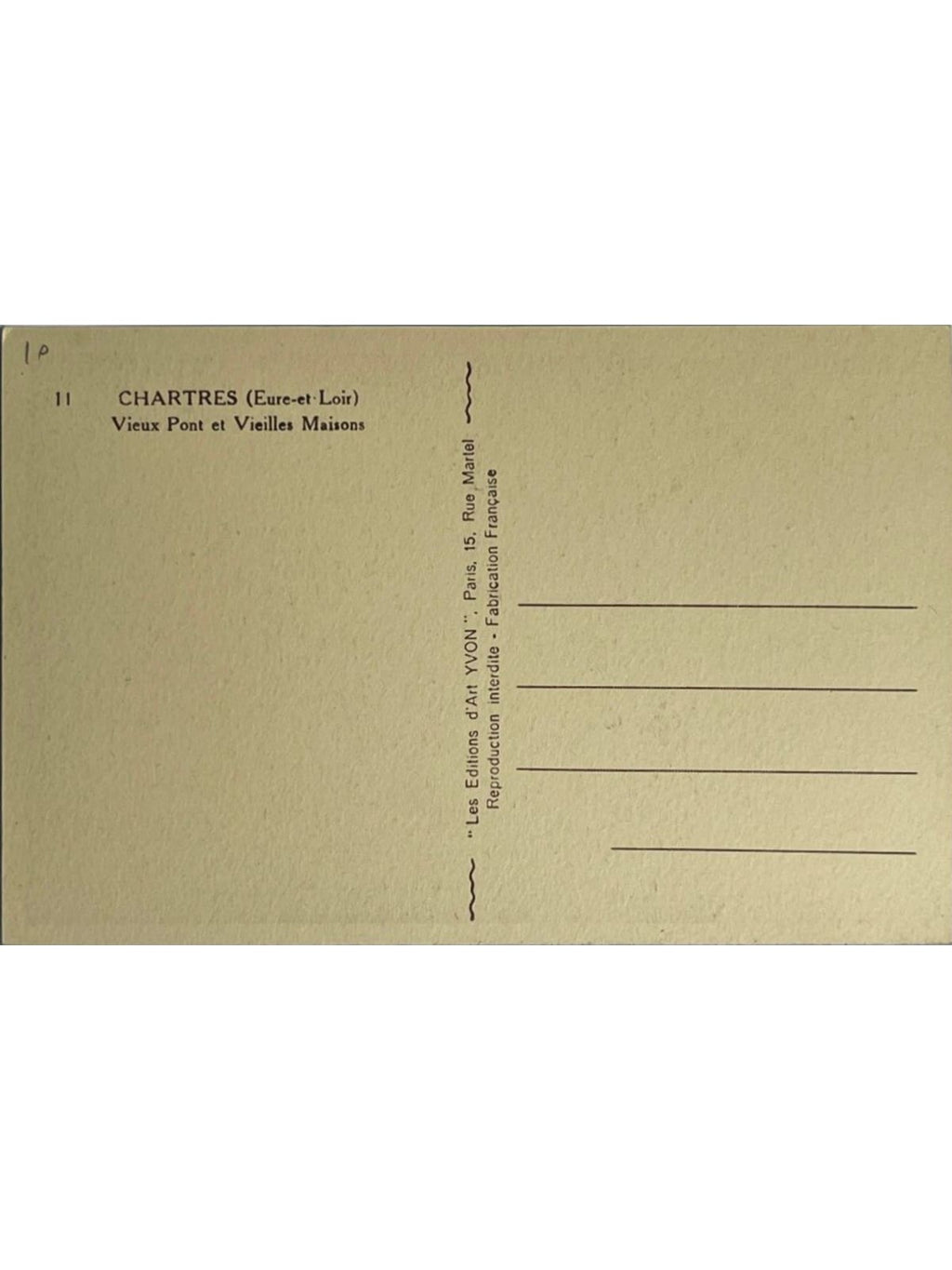 Verso de la carte postale