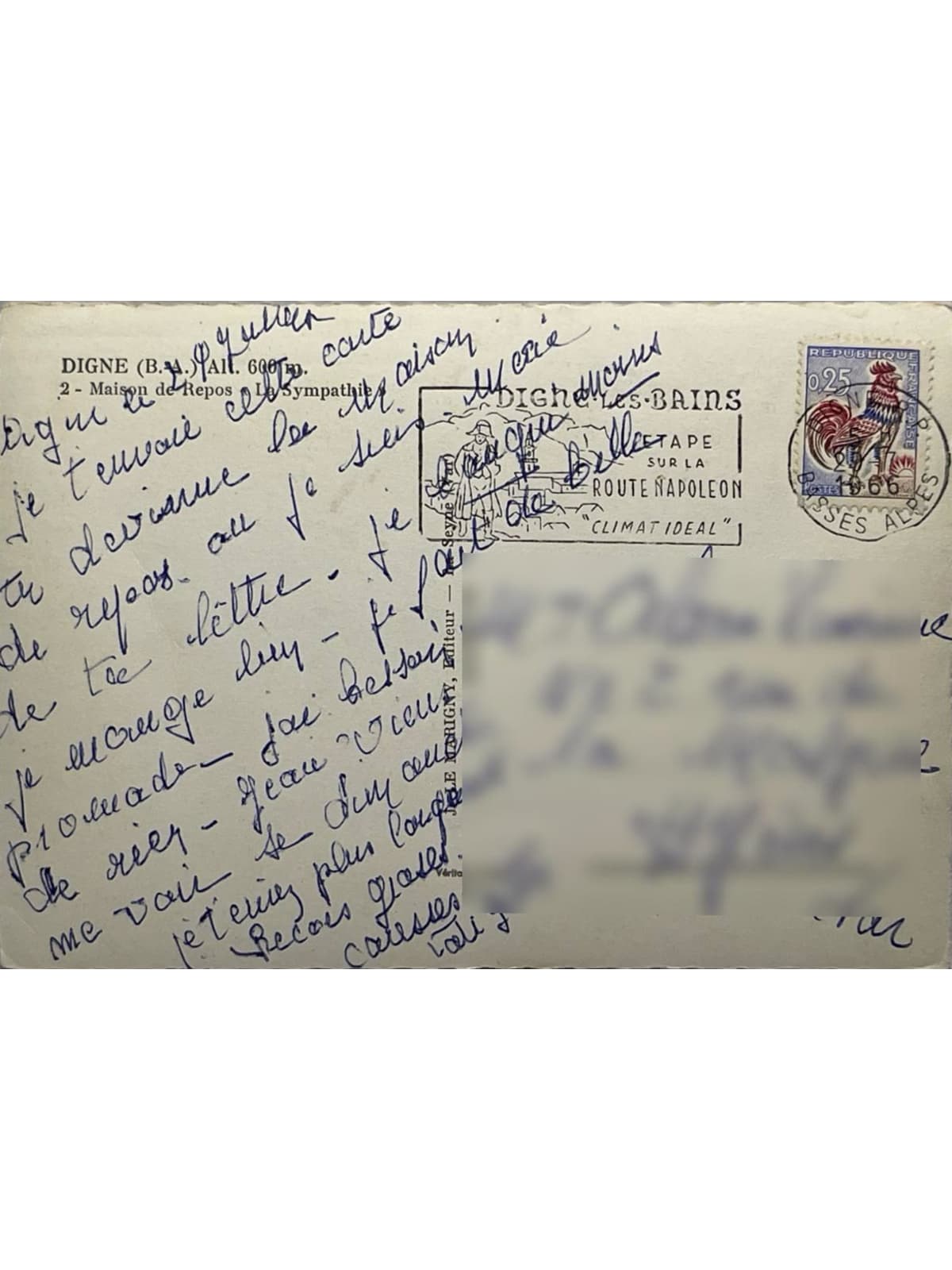 Verso de la carte postale