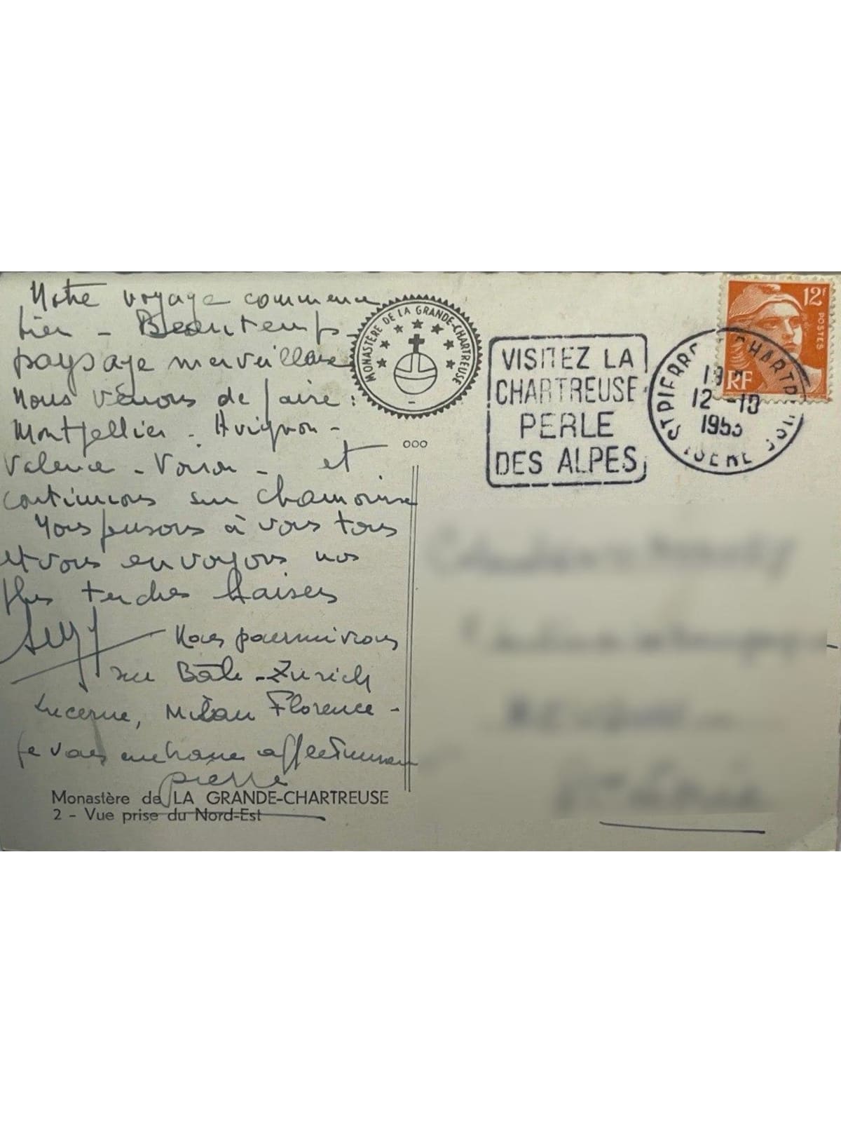 Verso de la carte postale